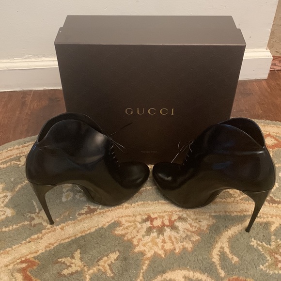Gucci Stivale Pelle S. Cuoio Regent Nero Heels - Picture 6 of 12